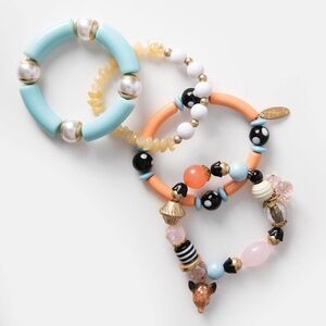 NEW Pastel Bead & Deer Charm Bracelet Stack